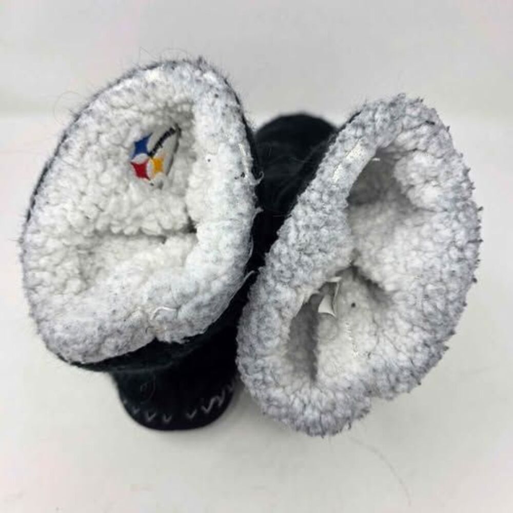 Pittsburgh Steelers Cable Knit Sherpa Slippers Womens XL 11-12 Black Bootie - Picture 10 of 10
